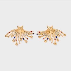 SUGARFIX by BaubleBar Fireworks Show Statement Earrings - Gold/Blue/Red - NWT